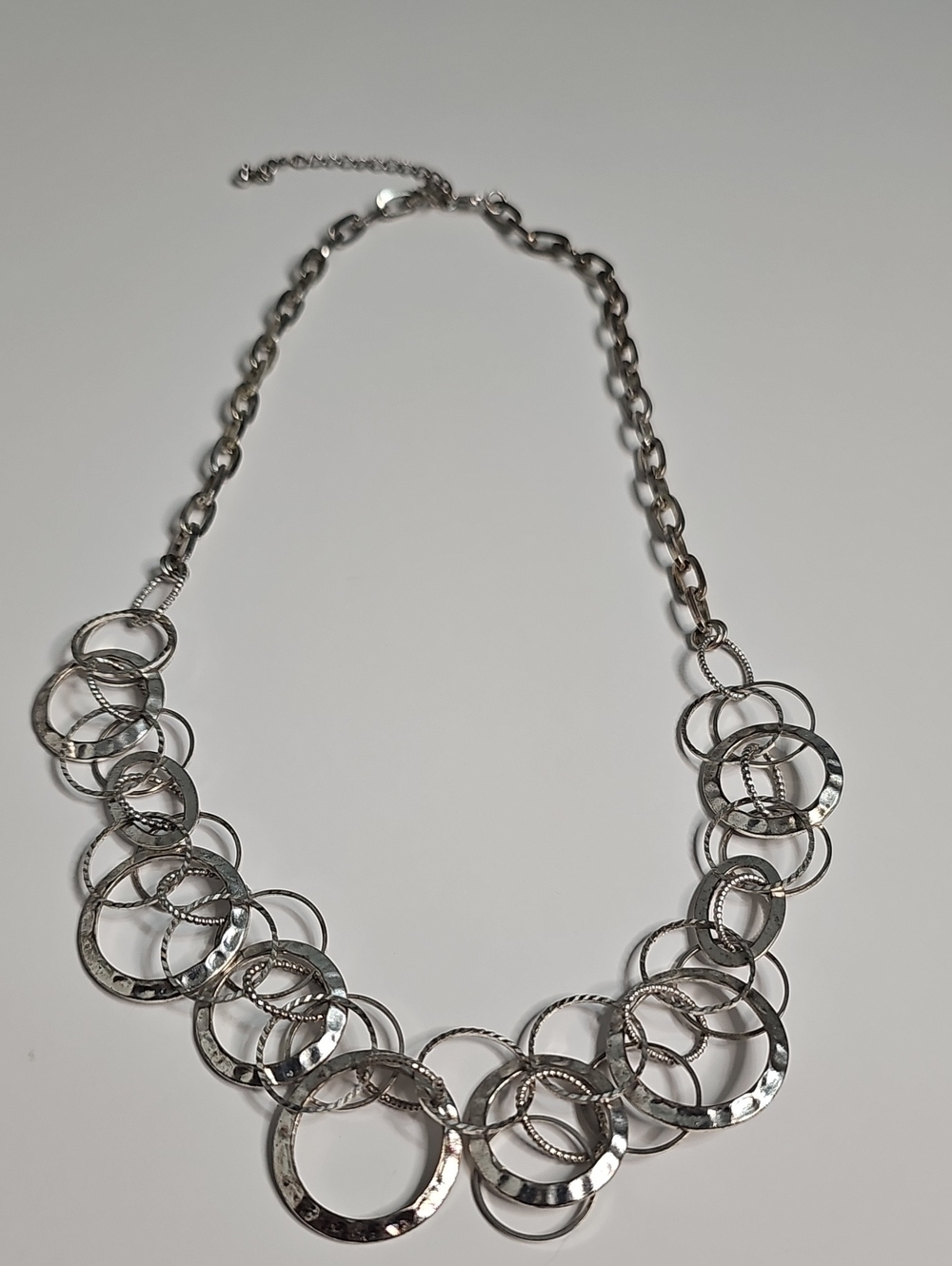 Layered Silver-Link Circle Necklace